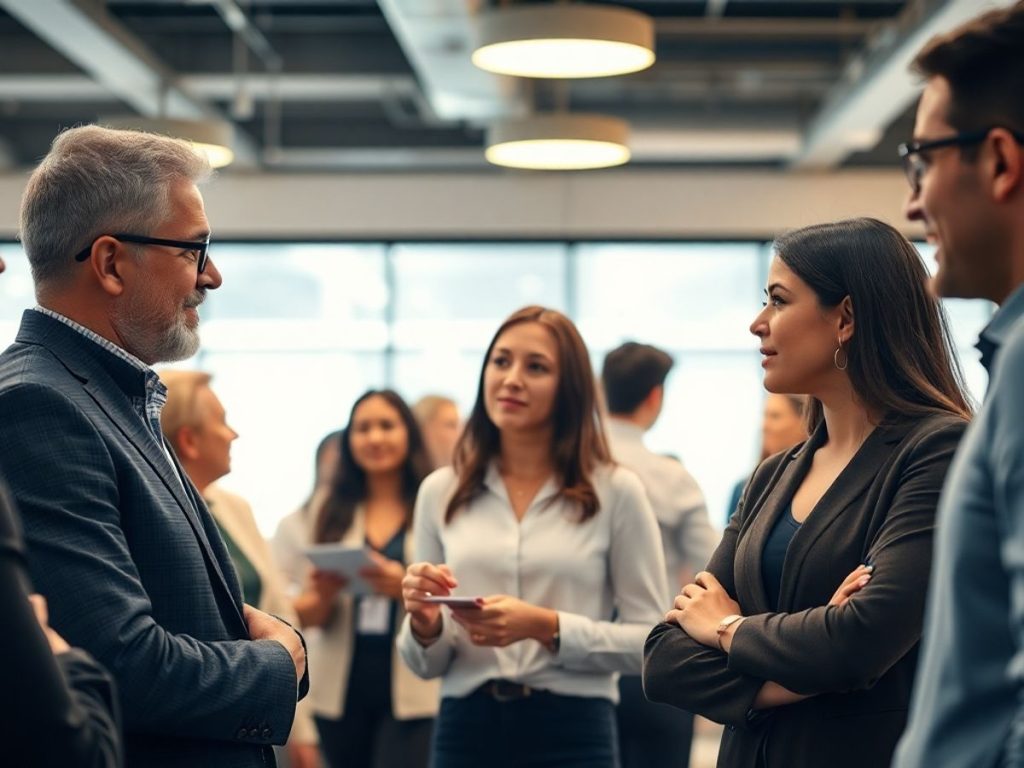 Lider de afaceri la un eveniment de networking.